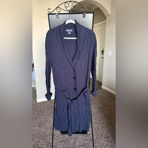 Jones New York Dark Blue Cable Knit Cardigan